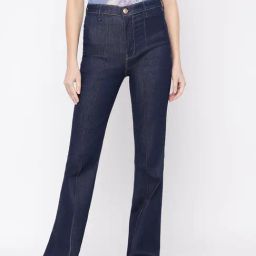 Guess Blue Solid Flared Fit Jeans-picture-38