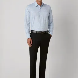 Van Heusen Blue Cotton Slim Fit Checks Shirt image 5