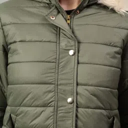 Cantabil Olive Wool Regular Fit Puffer Jacket image 5
