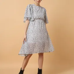 showoffff SHOWOFF Off-White Printed A-Line Dress image 5