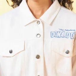 Honey by Pantaloons White Graphic Denim Jacket image 5