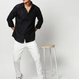 showoffff SHOWOFF Navy Blue Slim Fit Checks Shirt image 5