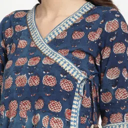 savi india Savi Blue Cotton Anarkali Ethnic Motifs Kurta kurtis image 5