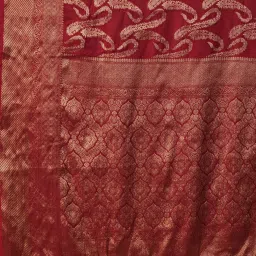 Saree Mall Red Woven Sarees With Unstitched Blouse image 5