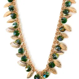 Accessorize London Golden Green Necklace for Women image 4