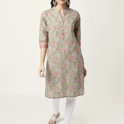 Rangmanch by Pantaloons Green Cotton Printed Straight Kurta-picture-38