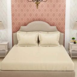 Spaces Ivory Cotton 600 TC King Bed Sheet With Pillow Covers-picture-26