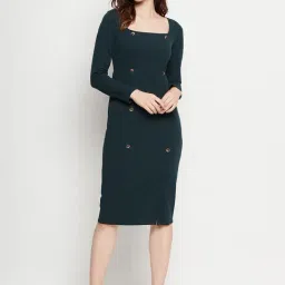 MADAME Green Regular Fit Bodycon Dress image 1