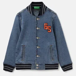 United Colors of Benetton Kids Blue Solid Full Sleeves Jacket-picture-15