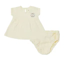 Bodycare Kids Light Yellow Printed Frock with Panty-image-4