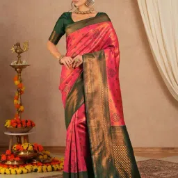 Saree Mall Pink Silk Self Saree with Blouse Piece-picture-35