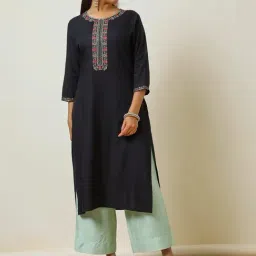 Soch Black Embroidered Straight Kurta-image-10