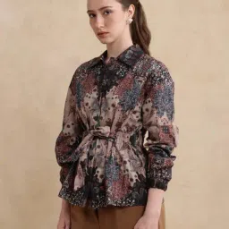 RAREISM Dark Multi Cotton Abstract Casual Jacket image 3