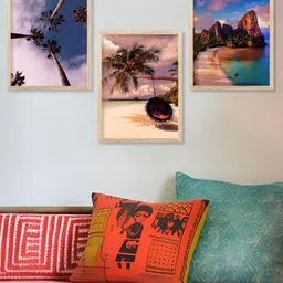 Kotart Blue & Brown 3 Pieces Wooden Floral and Botanical Wall Arts-picture-36