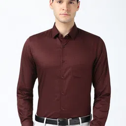 Peter England Men Spread Collar Solid Cotton Slim Fit Formal Shirt-picture-36
