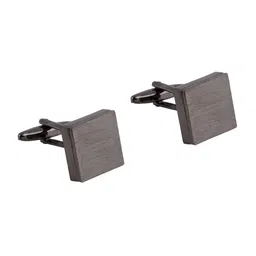 The Tie Hub Men Black & Purple Checked Skinny Tie With Cufflinks image 3