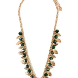 Accessorize London Golden Green Necklace for Women image 3