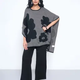 Akkriti By Pantaloons Jet Black Boxy Fit Printed Sweater-image-76