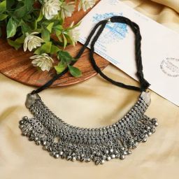Teejh Arasa Silver Oxidized Ghungroo Necklace-picture-39