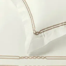 Sansaar White Cotton Geometric 210 TC Double Bedsheet with 2 Pillow Covers image 2