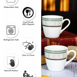 SONAKI White Bone China Mug - Set of 6 (150 ml) image 5