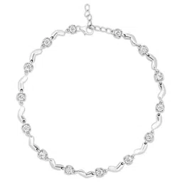 Zavya Heart CZ Rhodium Plated Anklet for Women-image-7