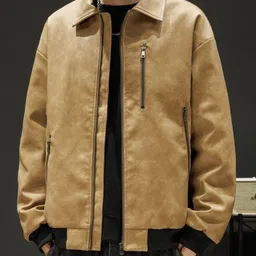 HERE&NOW Men Spread Collar Solid Bomber Jacket image 3