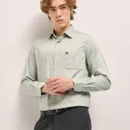 The Bear House Green Cotton Tailored Fit Solid Formal Shirt-picture-27