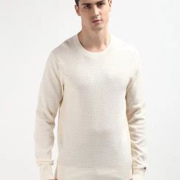 Tommy Hilfiger White Cotton Regular Fit Texture Pullover-picture-4