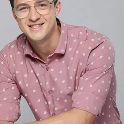 Mast & Harbour Men Pink & White Tropical Printed Casual Sustainable Shirt-picture-36