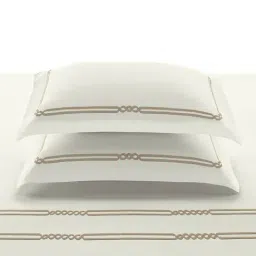 Sansaar White Cotton Geometric 210 TC Double Bedsheet with 2 Pillow Covers image 4