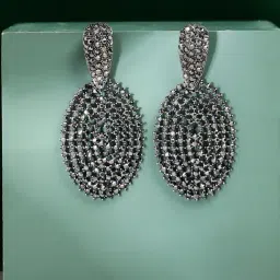 Sohi Women's Intricate Oval Drop Earrings  Silver-picture-16