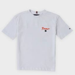Tommy Hilfiger Kids White Cotton Relaxed Fit Printed T-Shirt-picture-35