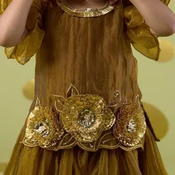 Vivedkids Girls Embroidered Gotta Patti Regular Tissue Kurta with Sharara image 3