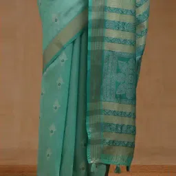 Soch Turquoise Blue Woven Design Saree With Unstitched Blouse image 5