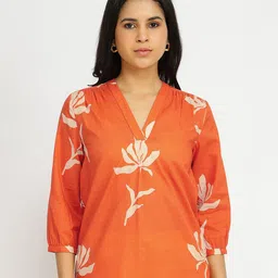 Pink Fort Floral Print Cotton Top image 1