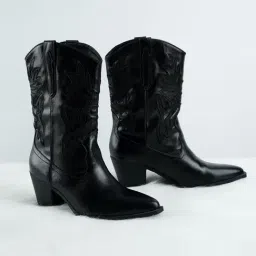 London Rag Women's Black Cowboy Boots-image-65