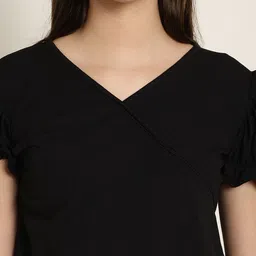 Tromko Women Pack of 2 Sweetheart Neck Puff Sleeve Peplum Crop Top image 3