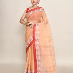 PUKU Ethnic Motifs Pure Cotton Taant Saree-image-55
