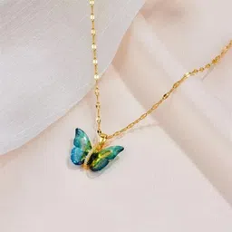 DressBerry Gold-Plated Animal Shaped Artificial Stones studded & Beaded Pendant With Chain-picture-25