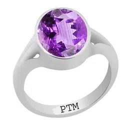 ptm 925 Sterling Silver Amethyst/Kathela 3.25 Ratti or 3 Carat to 10.25 Ratti or 9.35 Carat Astrological Real Gemstone Bis Hallmark Ring for Men & Women image 1