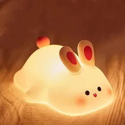GITGRNTH Bunny Night Light for Kids Room, Rabbit Night Light, Tap and Touch Color Changing Cute Night Light Lamp, Rechargeable Silicone Cute Nursery Lamp(Big Face Rabbit, Regular) image 1