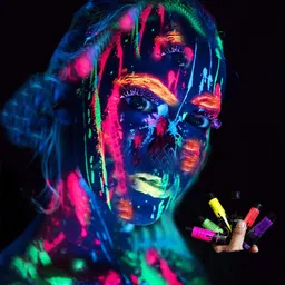 bitona BITONA® Non-Toxic Face Paint and Body Paint for all Easy to Use, Water Washable Neon Colour UV Glow Tubes - Set of 6 tubes image 3