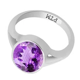 ptm 925 Sterling Silver Amethyst/Kathela 3.25 Ratti or 3 Carat to 10.25 Ratti or 9.35 Carat Astrological Real Gemstone Bis Hallmark Ring for Men & Women image 2
