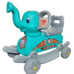 Maanit Baby Elephant Rider Ride on & Wagons Non Battery Operated Ride On -  Blue & Silver-picture-20
