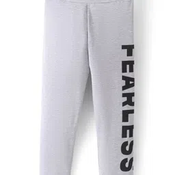 Pine Kids Cotton Stretchable Solid Full Length Leggings Text Printed - Grey-picture-28