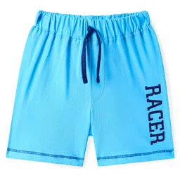 Babyhug Cotton Knit Text Printed Shorts - Light Blue-picture-20