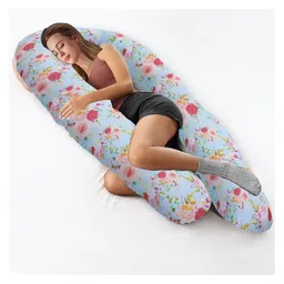 COOZLY U Shaped Pregnancy Pillow with 100% Cotton Removable Covers - BlueFlora-picture-11
