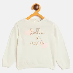 JWAAQ Cotton Knit Full Sleeves Typography Embroidered Sweater - Ecru-picture-46