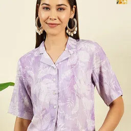 THE FAB FACTORY Women Floral Printed Shirt Collar Tops-picture-37